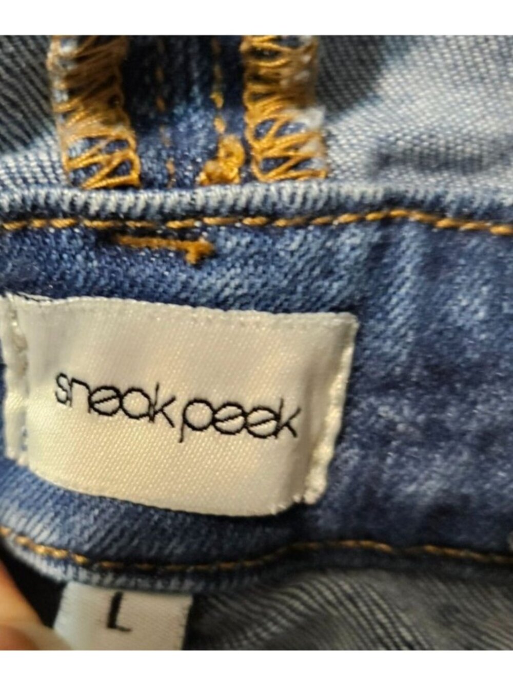 Sneak Peek Denim Distressed Skinny Overalls Stretchy Jeans Women Size L - Picture 8 of 10